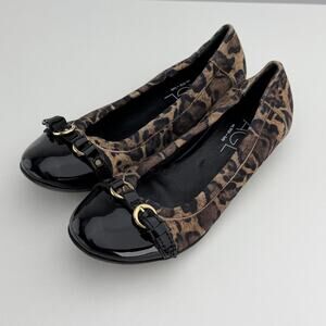 AGL Italy Leopard Print Ballet Flats Womens EU 35.5 / US 5-5.5 Brown Patent Toe